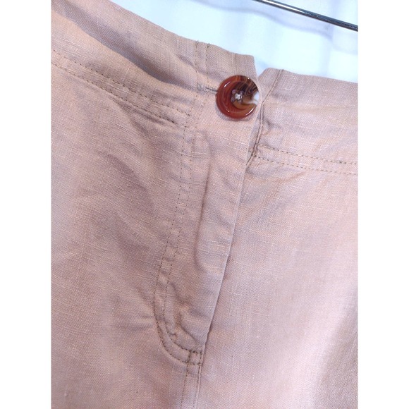 Ecologie 100% Linen midi skirt beige tan safari style light weight a line - Picture 4 of 5